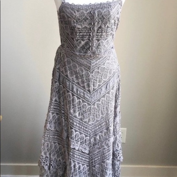 Lulus Beneath the Garden Arbor Grey Lace Maxi Sz L - Picture 2 of 6